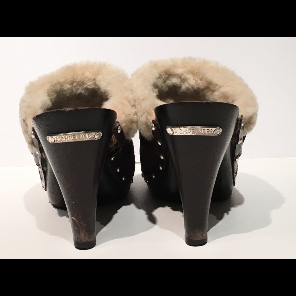 Michael Kors Brown Suede/Shearling Clogs - Picture 6 of 8