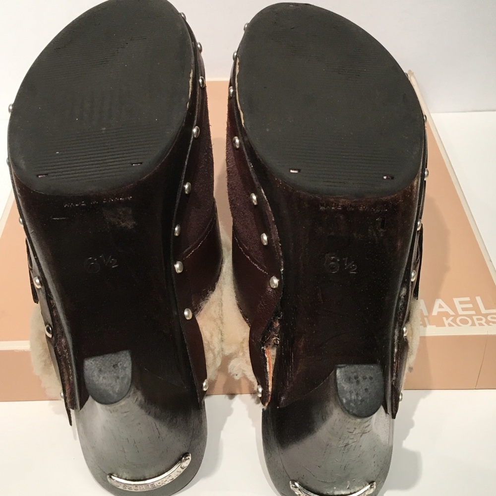 Michael Kors Brown Suede/Shearling Clogs - Picture 7 of 8
