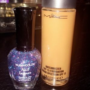 MAC foundation and glitter nail polish