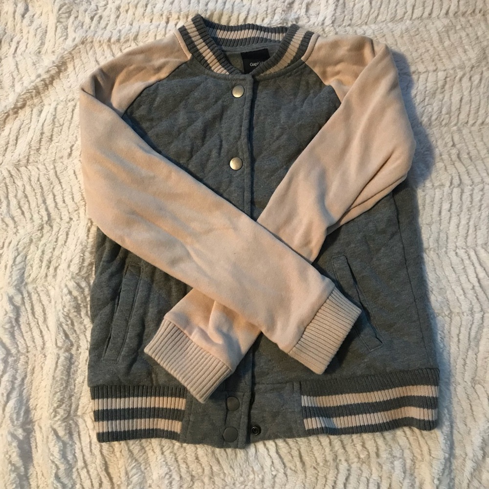 GapKids Quilted Beige and Gray Jacket