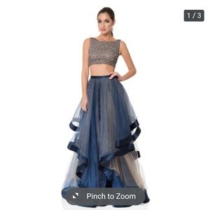Terani Couture Two Peice Navy Tulle Dress