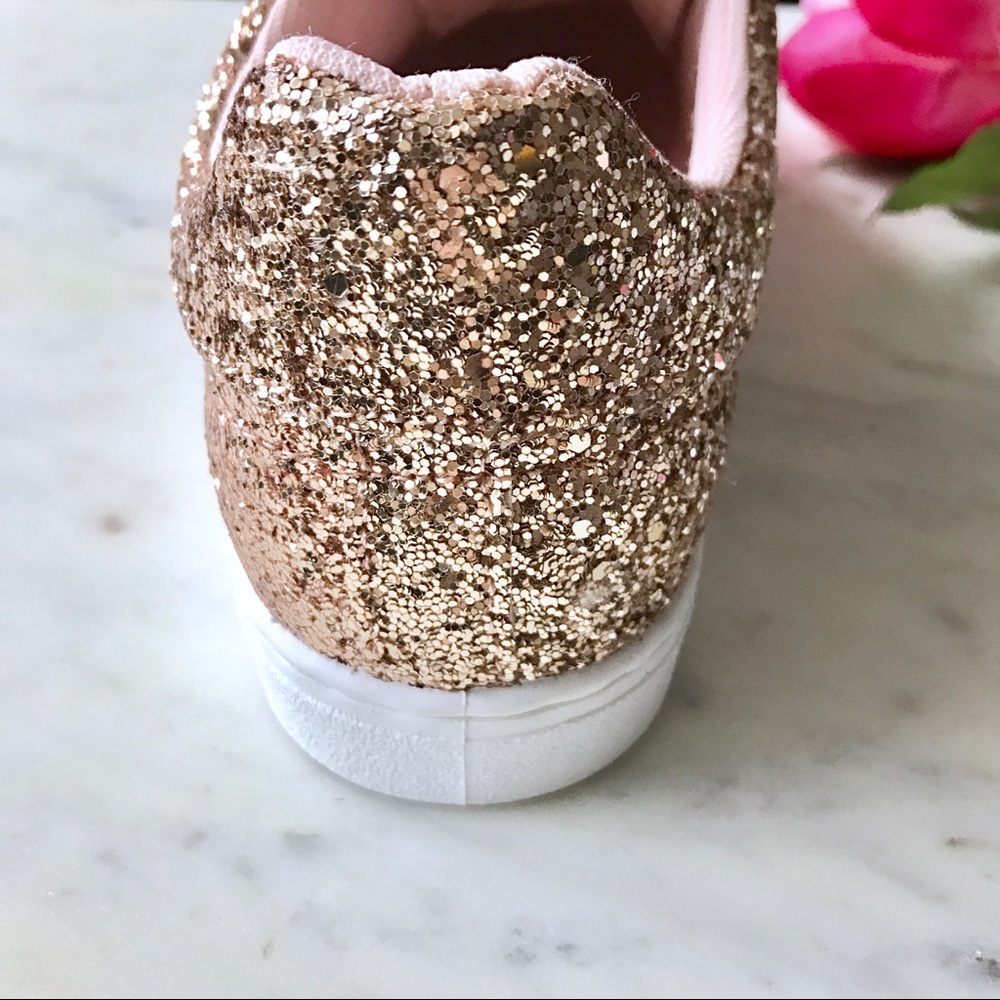 Lace-Up Rose Gold Glitter Sneakers - Picture 5 of 6