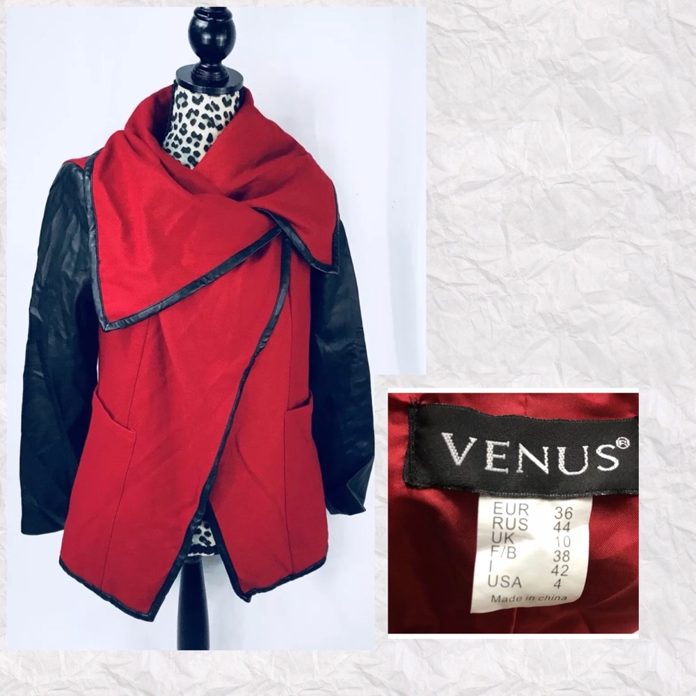Venus Red Faux Leather Jacket Women’s Size 4