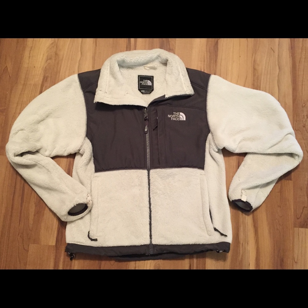 North Face Fleece Jacket, White and Grey, XS