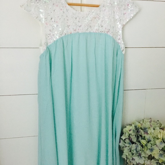 Aqua and Sequin Dress - Picture 1 of 3