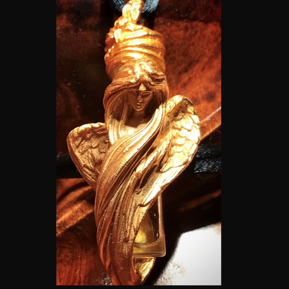 Gold Angel Aromatherapy Pendant Essential Oil Vial