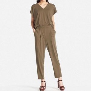 Uniqlo Olive Jersey Short-Sleeve Jumpsuit NWOT