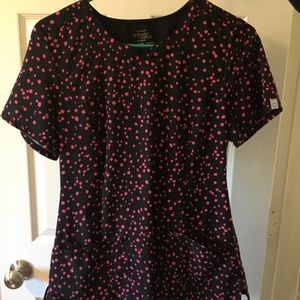 Infinity pink dot scrub top