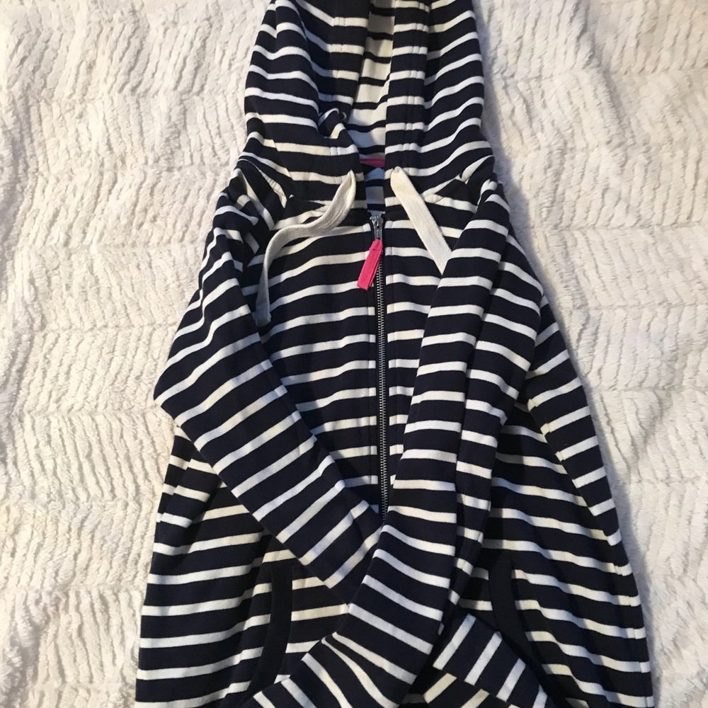 Navy and White Striped Zip Up