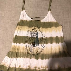 Green and white tie-dye tank top