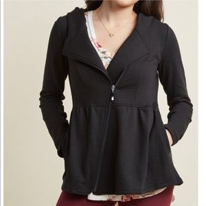 Black peplum zip up jacket hoodie *NWT*