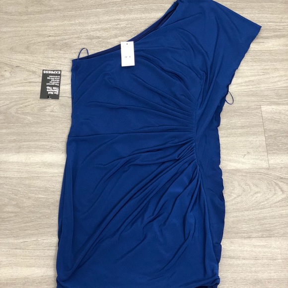 NWT Express Blue One shoulder cocktail dress - Picture 1 of 2