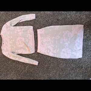 Matching sweatshirt and skirt