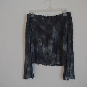 Off-the-Shoulder dark tie-dye shirt