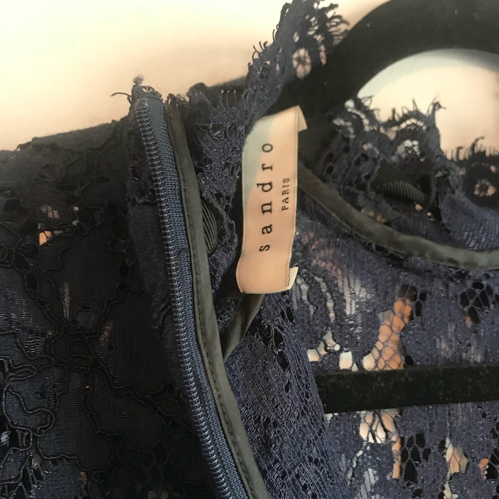 Sandro~ navy blue lace dress - Picture 4 of 6