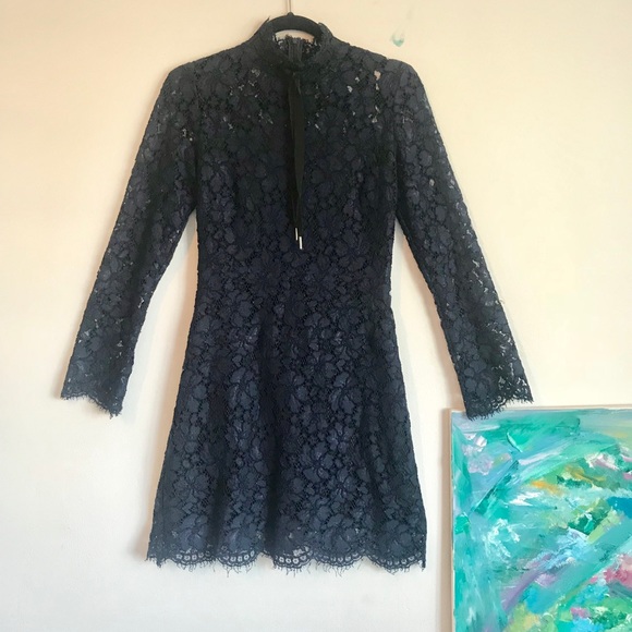 Sandro~ navy blue lace dress - Picture 5 of 6