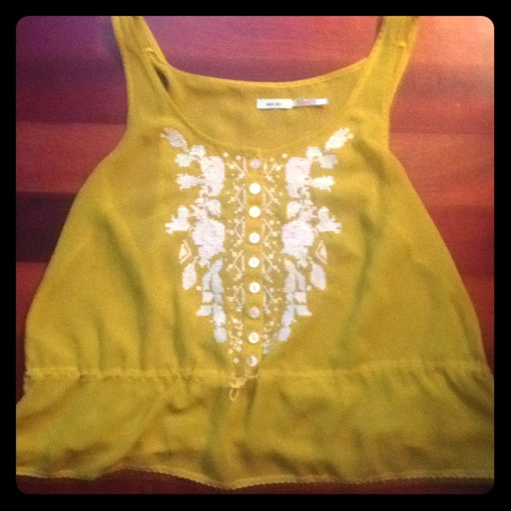 Delicate Kimchi Blue Sheer Golden Tank