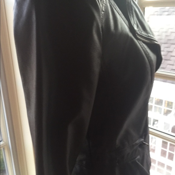 NWOT INC Brown Faux Leather Jacket w/Zip Pockets - Picture 4 of 8