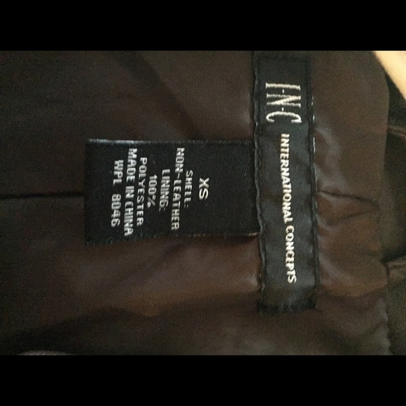 NWOT INC Brown Faux Leather Jacket w/Zip Pockets - Picture 5 of 8