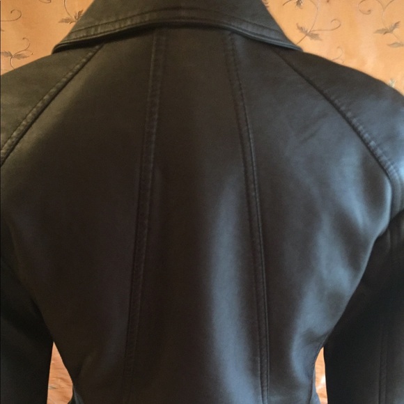 NWOT INC Brown Faux Leather Jacket w/Zip Pockets - Picture 8 of 8