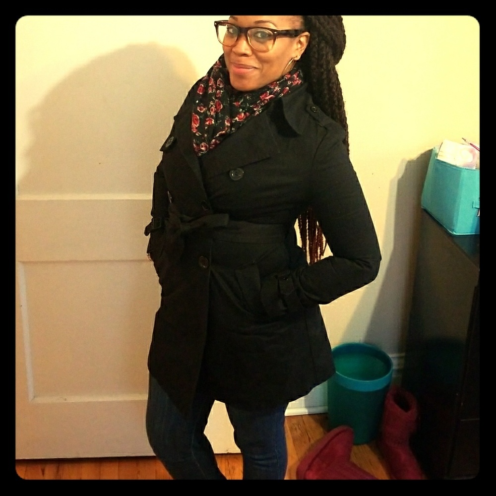 Black double-breasted Trench Coat