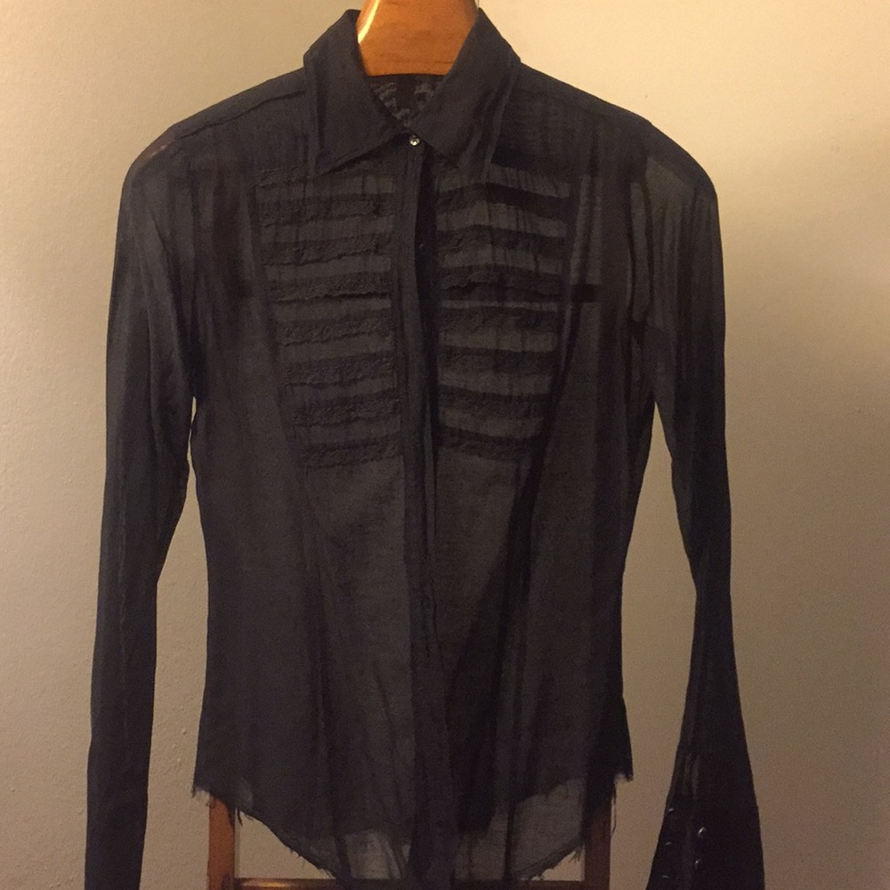 Joie black sheer button down