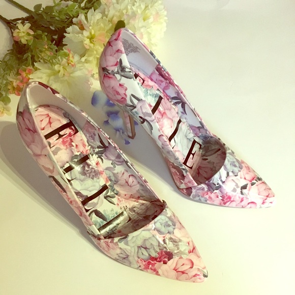 Elle Shoes - E L L E  Floral Heels NWOT
