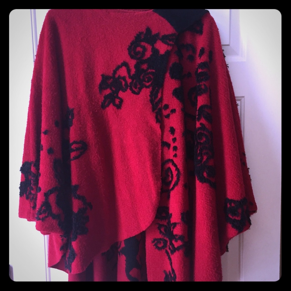 Glamorous Red Cape with Black Details