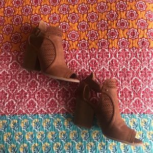 Brown open toed sandal heels