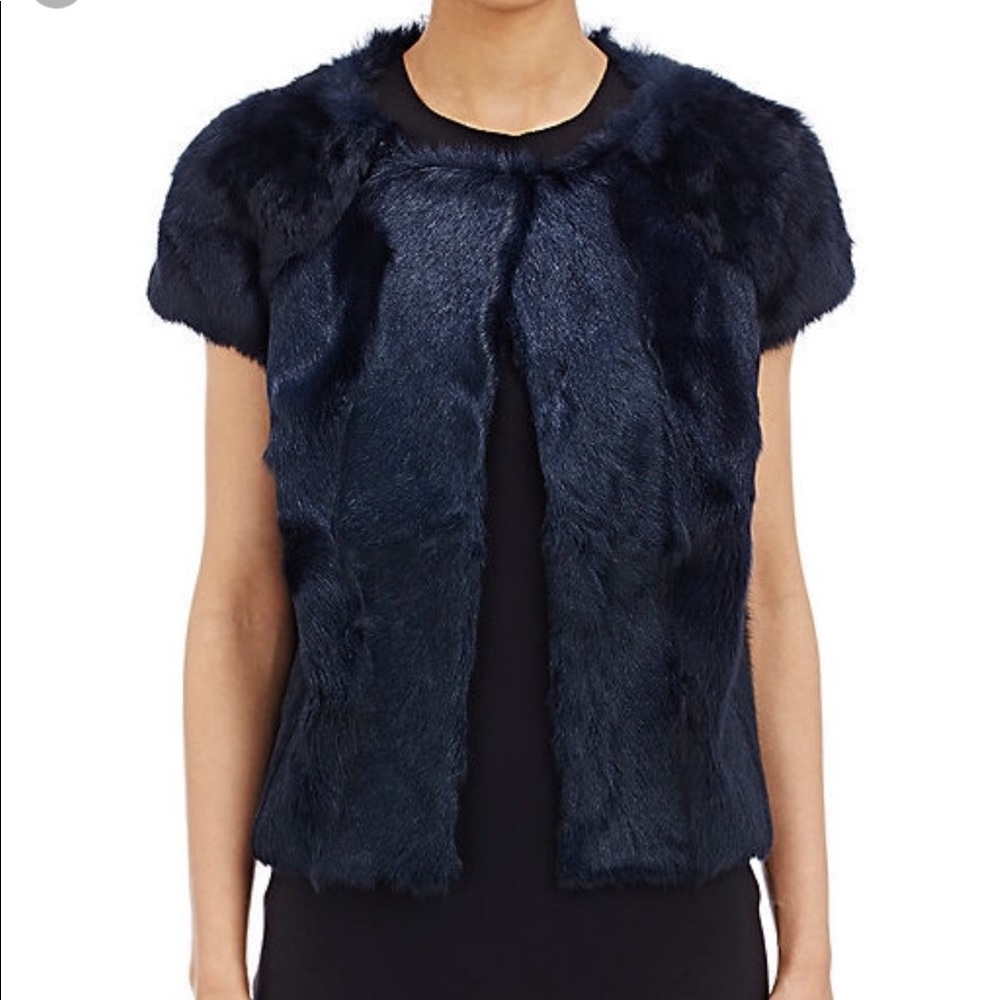 Fur vest. Barneys New York exclusive navy fur vest