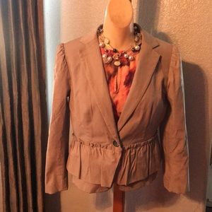 LOFT Khaki Jacker/Blazer with ruffles