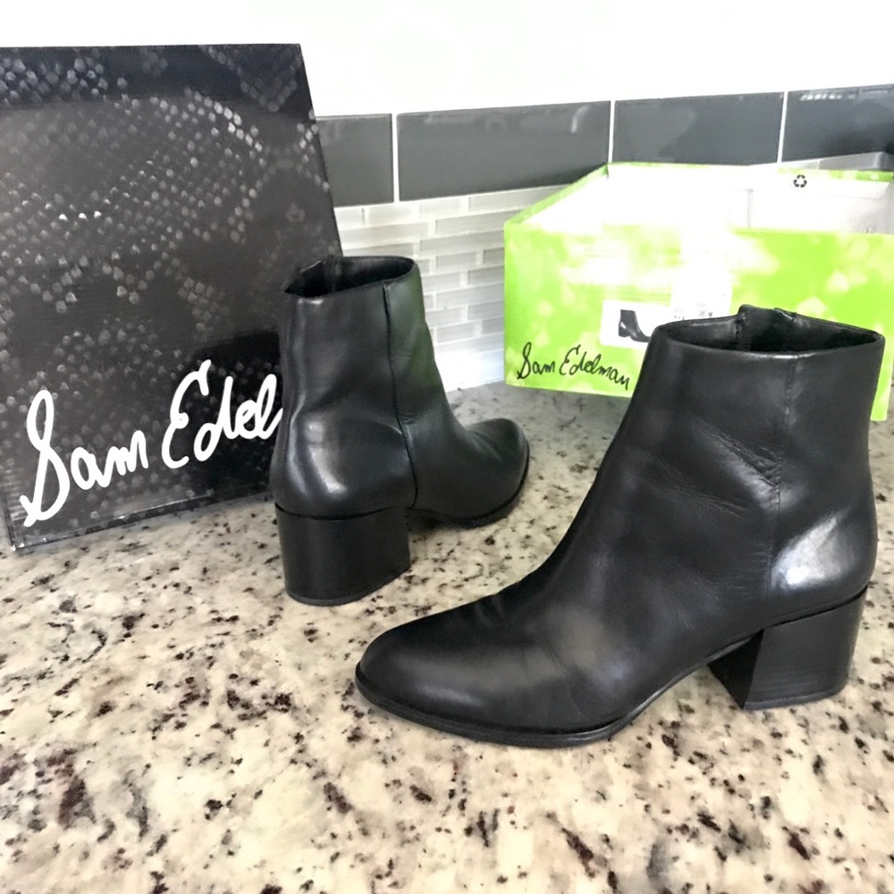 San Edleman Joey Black Ankle Booties