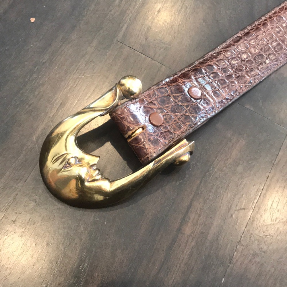 Barry Kieselstein-Cord Half Moon Sterling Silver Alligator Belt