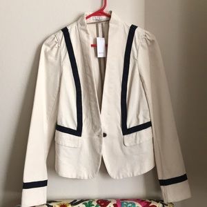 Cream and navy Ann Taylor loft blazer