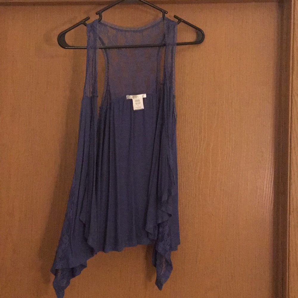 Open Vest with Lace Details