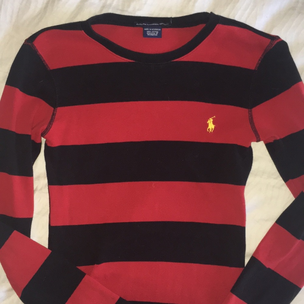 Ralph Lauren Sport red and black stripe tee