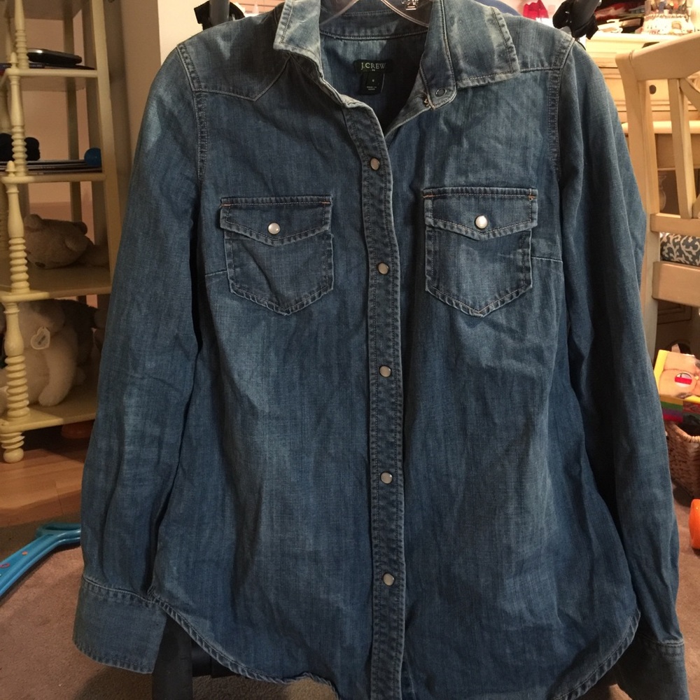 J Crew Peral Snap Denim Shirt