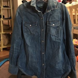 J Crew Peral Snap Denim Shirt