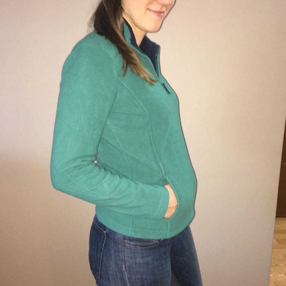 Brooks Brothers Teal and Navy Fleece Quarter Zip