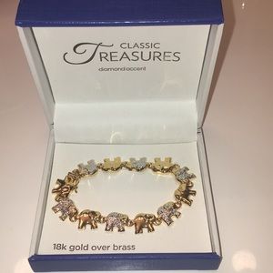 18K gold over brass elephant bracelet