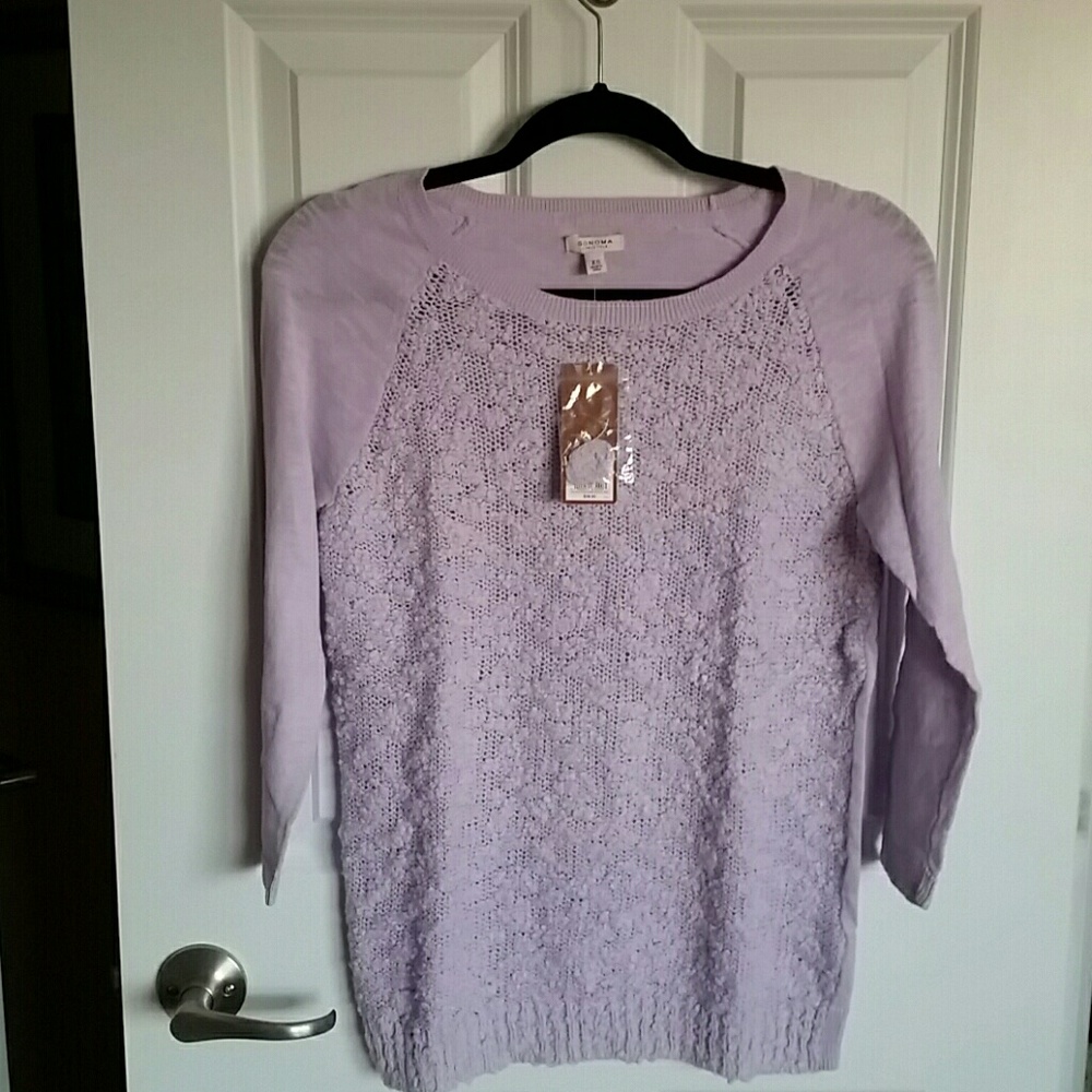 New Sonoma Lavender Sweater w/ 3/4 length sleeves