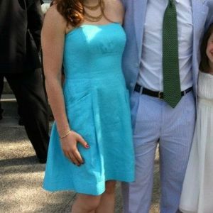Lilly Pulitzer turquoise strapless dress, size 6.