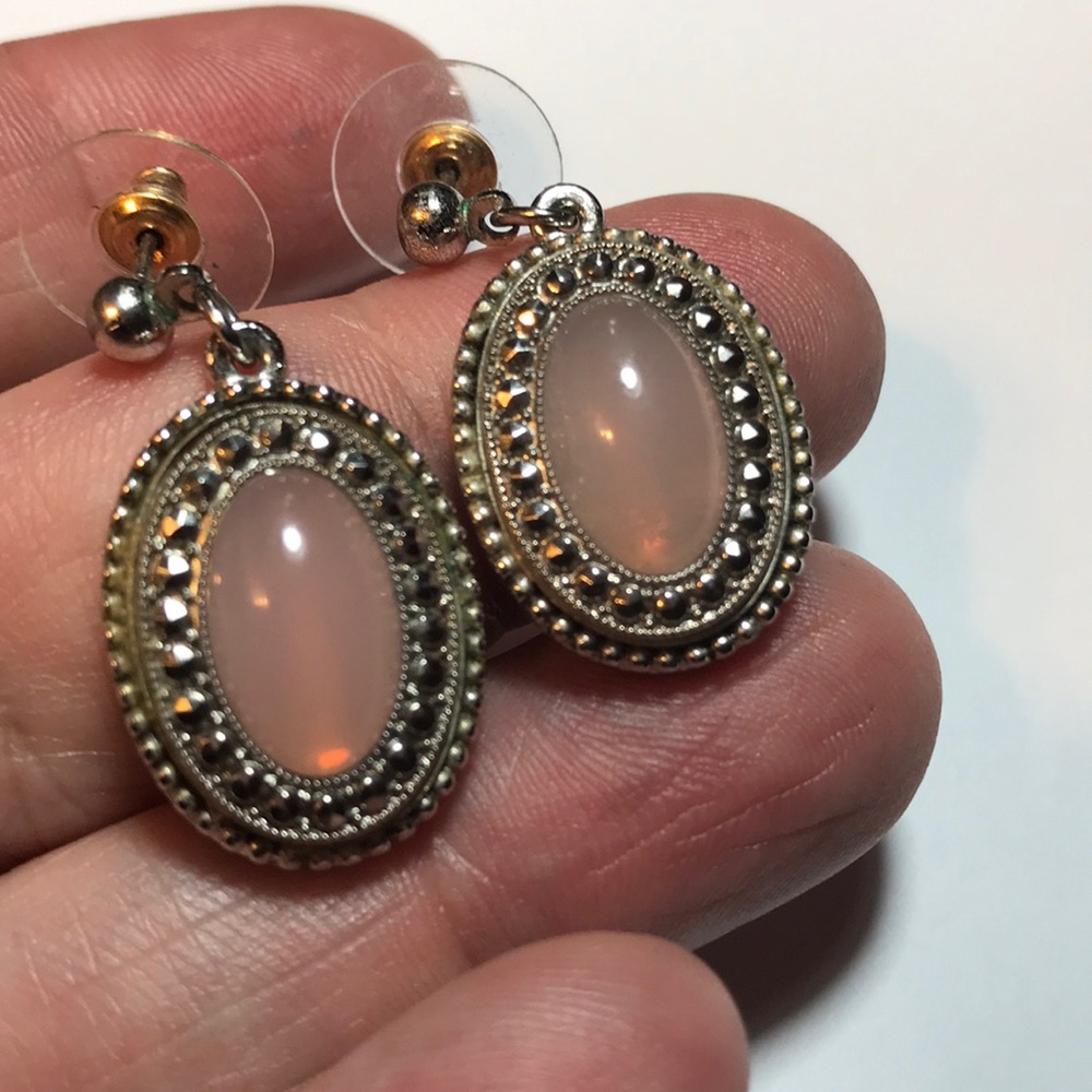 Vintage moonstone pinky glow earrings- costume