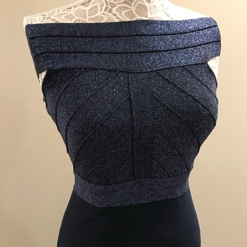 Navy off the shoulder dress