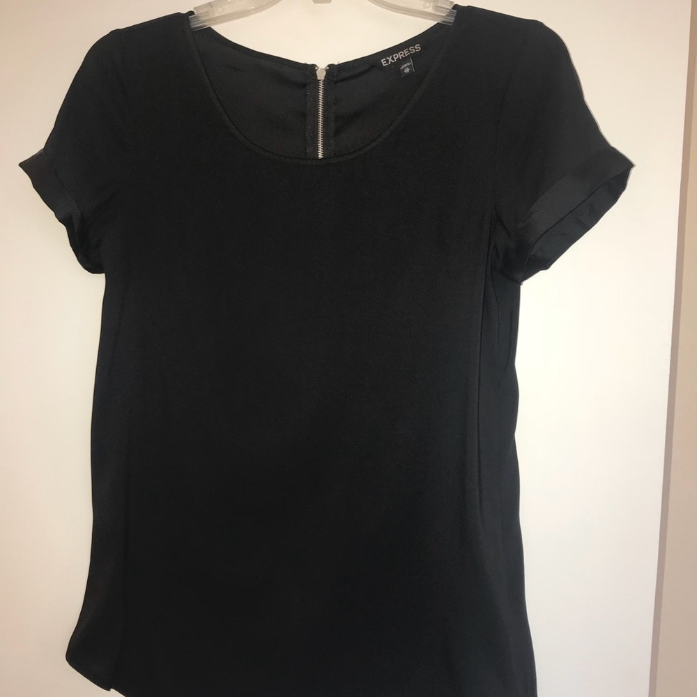 EXPRESS Rolled Sleeve Top w/ zip Back