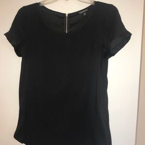 EXPRESS Rolled Sleeve Top w/ zip Back
