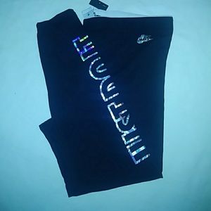 🆕🆕🆕2X NIKE silver holographic foil leggings💜