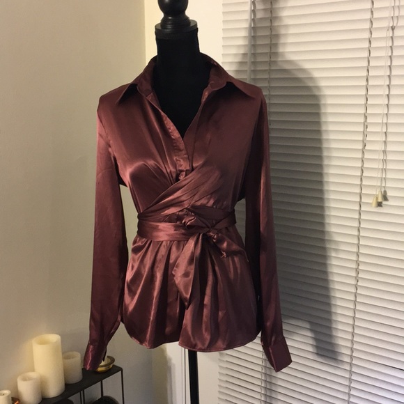 New York & Company Tops - NWT NY & Company satin tie waist shirt