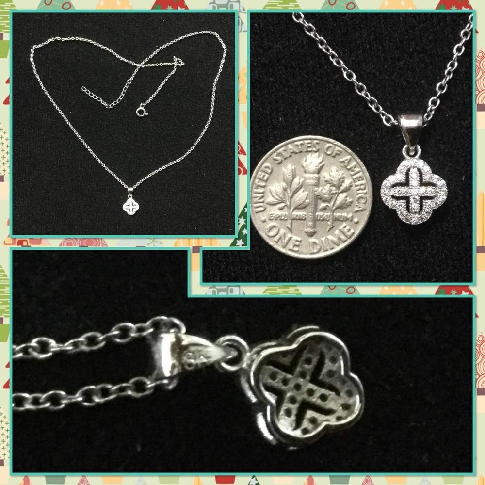 π 18K white gold filled rhinestone necklace - Picture 2 of 2