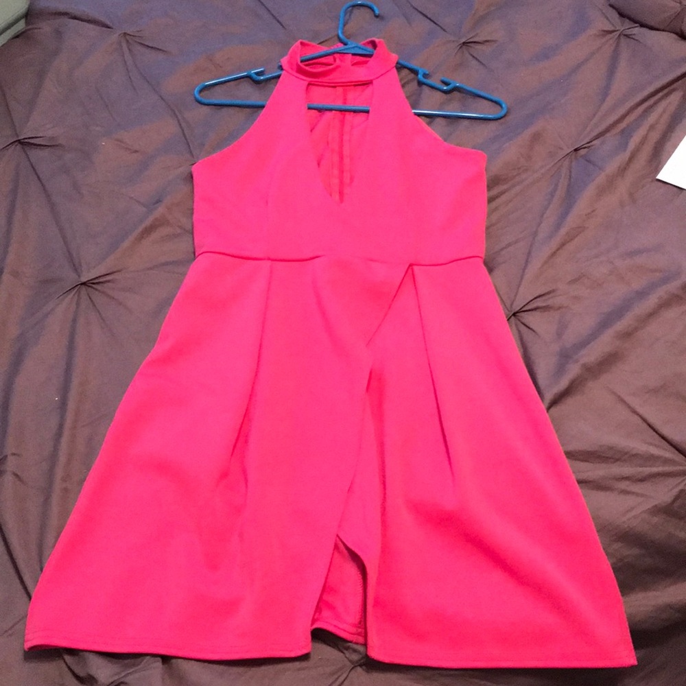 Missguided Choker Neck Wrap Scuba Skater Dress
